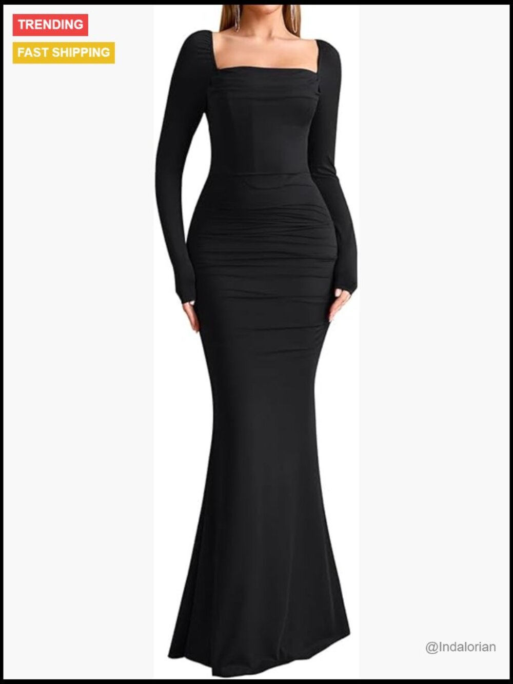 Polyester Elastane Corset Maxi Dress Long Sleeve Formal Bodycon